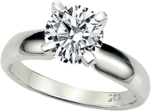 Metal Factory Sterling Silver Cubic Zirconia Solitaire 1.25 Carat tw Round Cut 4-Prong Set CZ Engagement Ring in Kuwait
