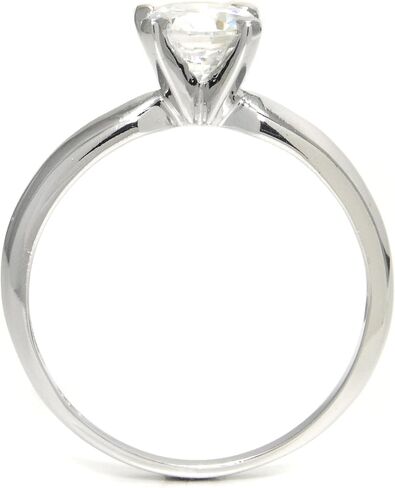 Metal Factory Sterling Silver Cubic Zirconia Solitaire 1.25 Carat tw Round Cut 4-Prong Set CZ Engagement Ring in Kuwait