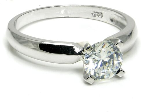 Metal Factory Sterling Silver Cubic Zirconia Solitaire 1.25 Carat tw Round Cut 4-Prong Set CZ Engagement Ring in Kuwait