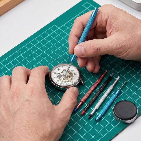 Watch Cushion & 5-Piece Watch Hand Tool,Round Leather Watches Movement Holder,Non-Slip Watches Tool Kit for Hobbyists & Professionals in Saudi Arabia