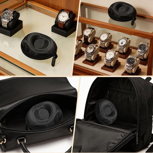 GAQWOK 2 Pack Travel Watch Case Portable Watch Box Organizer with Zipper for Men Holds Wristwatches Smart Watches up to 50mm in Kuwait