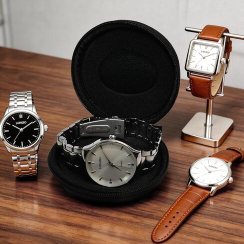 GAQWOK 2 Pack Travel Watch Case Portable Watch Box Organizer with Zipper for Men Holds Wristwatches Smart Watches up to 50mm in Kuwait