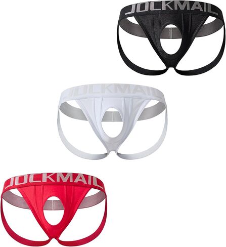 JOCKMAIL 3 عبوات من أحزمة الجوك ذات الفتحات للرجال، حزام رياضي مريح للرجال، حزام رياضي منخفض الارتفاع للحفلات والحياة الليلية in Kuwait
