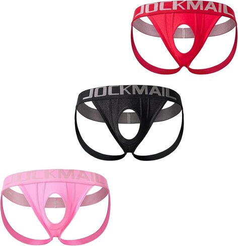 JOCKMAIL 3 عبوات من أحزمة الجوك ذات الفتحات للرجال، حزام رياضي مريح للرجال، حزام رياضي منخفض الارتفاع للحفلات والحياة الليلية in Kuwait