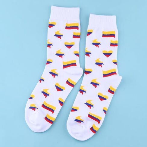 PWHAOO 1 Pair Colombia Travel Socks Colombia National Flag Socks South America Gift Colombia Lover Gift in Kuwait
