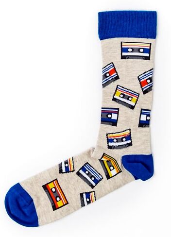 Retro Cassette Tape Socks Gift | Urban Eccentric “Mixed Tape" | 1 Pair Novelty Socks for Music Lovers | US Size Men’s 7–12 / Women’s 8.5–13.5 in Saudi Arabia