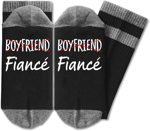 Funny Fiance Socks, Boyfriend Crossed Out Fiance Design Novelty Socks, Engagement Gift for Groom-to-Be.(069) in Kuwait