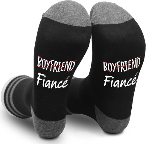 Funny Fiance Socks, Boyfriend Crossed Out Fiance Design Novelty Socks, Engagement Gift for Groom-to-Be.(069) in Kuwait