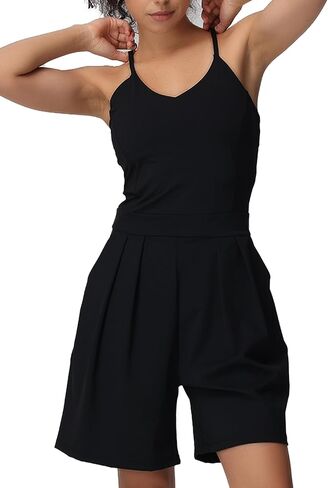Casual Summer Rompers for Women with Pockets, Spaghetti Strap Shorts Jumpsuit with Built in Bra, One Piece Outfit in Saudi Arabia