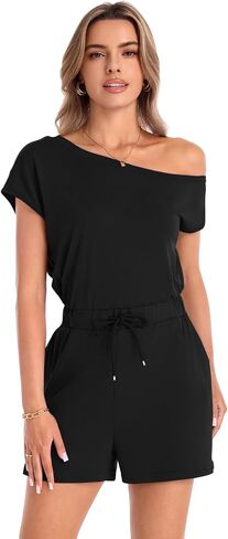 Nfsion Rompers for Women Dressy Summer Casual Off Shoulder Jumpsuits Outfits Vacation Travel Lounge Clothes in Saudi Arabia