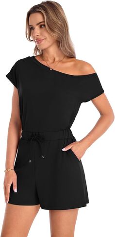 Nfsion Rompers for Women Dressy Summer Casual Off Shoulder Jumpsuits Outfits Vacation Travel Lounge Clothes in Saudi Arabia