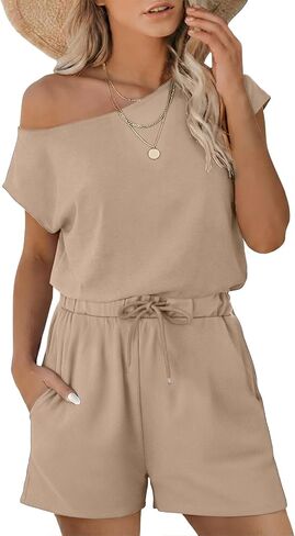 Nfsion Rompers for Women Dressy Summer Casual Off Shoulder Jumpsuits Outfits Vacation Travel Lounge Clothes in Saudi Arabia