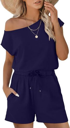 Nfsion Rompers for Women Dressy Summer Casual Off Shoulder Jumpsuits Outfits Vacation Travel Lounge Clothes in Saudi Arabia