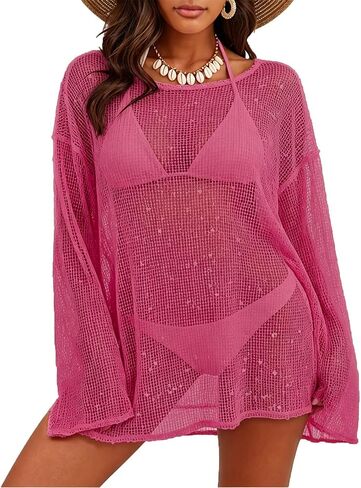 Ladlop Women Summer Sexy Crochet Swim Cover Up 2026 Bathing Suit Swimwear Beach Vacation Outfits in Saudi Arabia