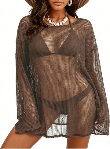 Ladlop Women Summer Sexy Crochet Swim Cover Up 2026 Bathing Suit Swimwear Beach Vacation Outfits in Saudi Arabia
