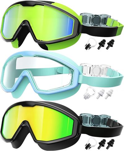Kids Swim Goggles for Kids Swimming Goggles: 3 PCS Youth Pool Water Swimming Goggle For Boys Girls Anti-Fog UV400 in Kuwait