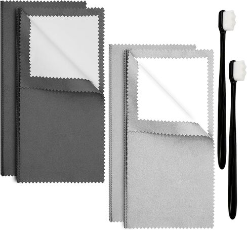 4Pcs Silver Polishing Cloth, Silver Jewelry Cleaner Cloth, Double-Sided Jewelry Polishing Cloths Silver Polishing for Sterling Silver Gold Platinum Jewelry, Silver Cleaning Cloth Keeps Shining in Kuwait