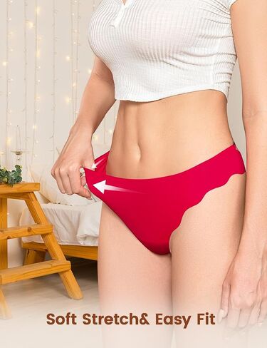 Womens Seamless Thongs Underwear No Show Thong Invisible Panties Butterfly Shape String Wave Edge No Line Hipster in Kuwait