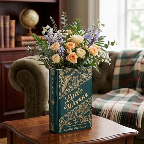Little Women Book Vase Ceramic Gifts for Book Lovers Women - Flower Vases that Look Like Books, Bookish Christmas Decor for Bookshelf - Bookworm Bookish Gift Cute Librarian Present for Readers in Saudi Arabia