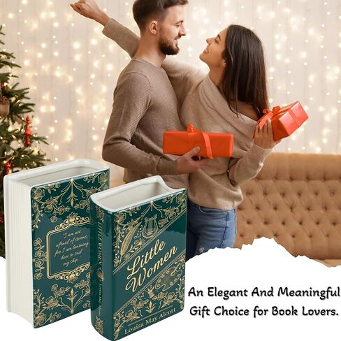 Little Women Book Vase Ceramic Gifts for Book Lovers Women - Flower Vases that Look Like Books, Bookish Christmas Decor for Bookshelf - Bookworm Bookish Gift Cute Librarian Present for Readers in Saudi Arabia