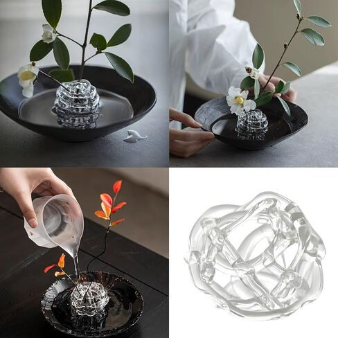 Glass Ball Floral Stems Holder with Artistic Twisted Design for Home Decors and Flower Arrangement 5X6Cm Glass Flower Holder Round Small Vases in Saudi Arabia