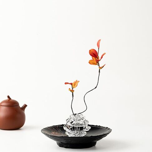 Glass Ball Floral Stems Holder with Artistic Twisted Design for Home Decors and Flower Arrangement 5X6Cm Glass Flower Holder Round Small Vases in Saudi Arabia