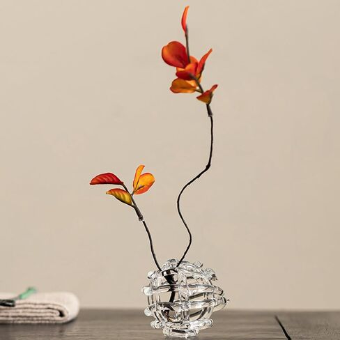 Glass Ball Floral Stems Holder with Artistic Twisted Design for Home Decors and Flower Arrangement 5X6Cm Glass Flower Holder Round Small Vases in Saudi Arabia
