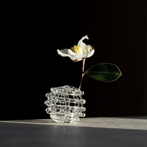 Glass Ball Floral Stems Holder with Artistic Twisted Design for Home Decors and Flower Arrangement 5X6Cm Glass Flower Holder Round Small Vases in Saudi Arabia