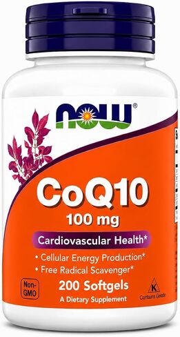 NOW Foods Supplements, CoQ10 (Coenzyme Q10) 100 mg, Pharmaceutical Grade, Cardiovascular Health*, 200 Softgels in Saudi Arabia