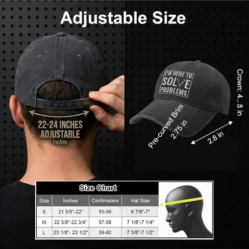 Funny Dad Hat for Men, Vintage Washed Baseball Cap with Embroidered Saying, Adjustable Cotton for Dad Husband Grandpa, Grey 22-24 in in Saudi Arabia