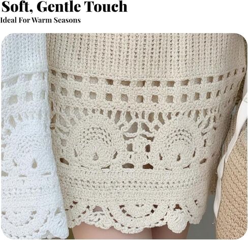 Vaveren Women Crochet Skirt, Cotton Hollow Out High Waisted Beach Cover Up, White in Kuwait