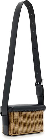 AllSaints Women's Monique Wicker Xbody Biscuit/Black One Size | Premium in Kuwait