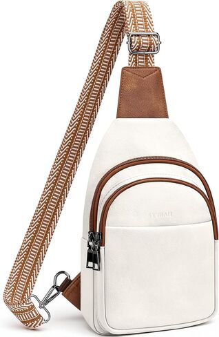 SYTRAH Sling Bag for Women, Crossbody Bags Purse for Women Trendy Vegan Leather Chest Bag with Adjustable Guitar Strap, Mocha Brown in Saudi Arabia