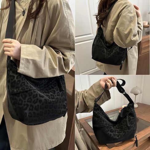 Leopard Print Crossbody Bag, Crescent Hobo Crossbody Bags for Women, Slouchy Everyday Casual Purse, Cheetah Animal Print Purse, Luna Moon Side Bag, Cute Small Trendy Messenger Bag for Women in Kuwait
