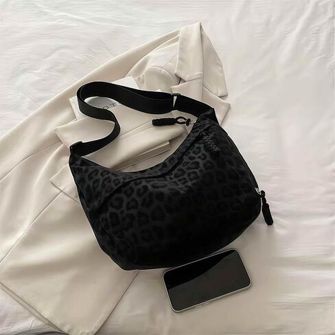 Leopard Print Crossbody Bag, Crescent Hobo Crossbody Bags for Women, Slouchy Everyday Casual Purse, Cheetah Animal Print Purse, Luna Moon Side Bag, Cute Small Trendy Messenger Bag for Women in Kuwait