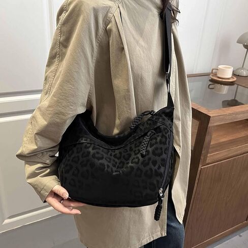 Leopard Print Crossbody Bag, Crescent Hobo Crossbody Bags for Women, Slouchy Everyday Casual Purse, Cheetah Animal Print Purse, Luna Moon Side Bag, Cute Small Trendy Messenger Bag for Women in Kuwait