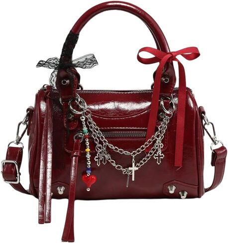 RoseSeek Women's Y2k Rivets Bag with Bowknot Beaded Chain Decor Cute Crossbody Bag Handbags in Kuwait