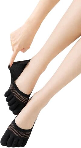 6 Pairs No Show Toe Socks for Women, Cotton-Rich Five Toe Liner Socks with Breathable Mesh, Heel Grip in Saudi Arabia