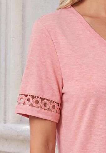 Womens T Shirts Basic V Neck Trendy Tops Casual Short Sleeve Tops Fashion Lightweight Soft Summer Outfits 2026 in Saudi Arabia
