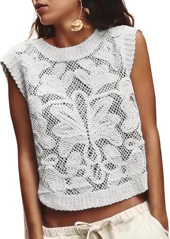 Womens Hollow Out Crochet Tops Cap Sleeve Knit Beach Bikini Cover Up Top Shirt in Saudi Arabia