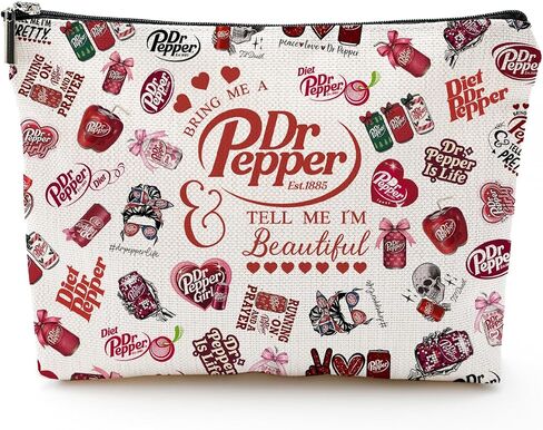 Pepper Merch Makeup Bag, Dr Drinks Lover Cosmetic Case Tell Me I’m Beautiful, Funny Gift for Dr.P Soda Fan, Cute Travel Toiletry Zipper Pouch for Women in Saudi Arabia