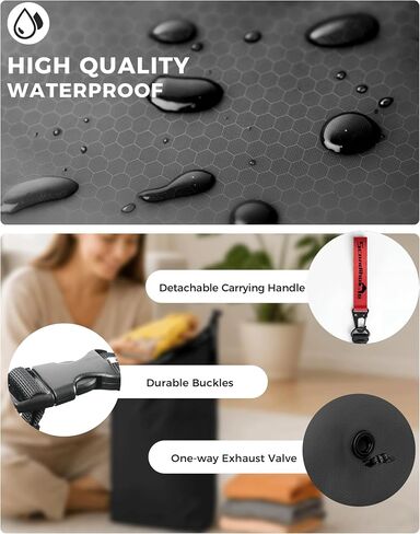 Travel Compression Laundry Bag, Pump-Free Vacuum Space Saver Bag for Dirty Clothes, Reusable Waterproof Wet Dry Bag, Travel Laundry Bag for Luggage, Packing, Suitcase (1 Pcs)（Black, L) in Saudi Arabia