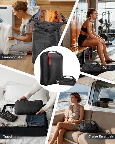 Travel Compression Laundry Bag, Pump-Free Vacuum Space Saver Bag for Dirty Clothes, Reusable Waterproof Wet Dry Bag, Travel Laundry Bag for Luggage, Packing, Suitcase (1 Pcs)（Black, L) in Saudi Arabia