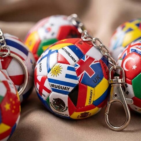 4 Pcs 2026 Soccer Ball Keychain Set - 3D Soccer Keychain Souvenir with National Flags Keyring, Soccers Gift & Accessories for Men Sports 2026 Merchandise Team Bag Charm in Saudi Arabia