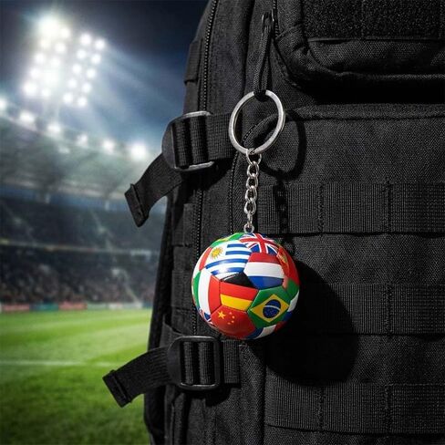 4 Pcs 2026 Soccer Ball Keychain Set - 3D Soccer Keychain Souvenir with National Flags Keyring, Soccers Gift & Accessories for Men Sports 2026 Merchandise Team Bag Charm in Saudi Arabia