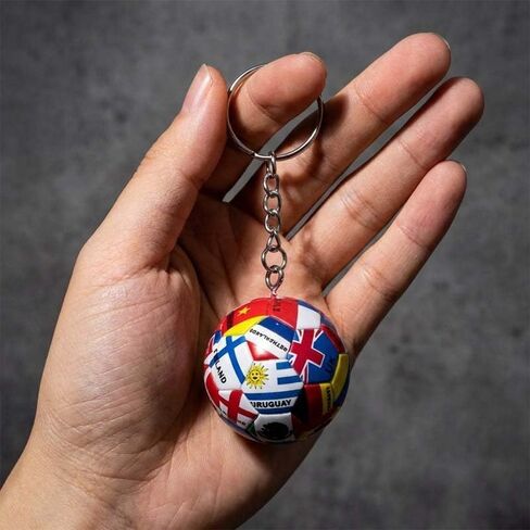 4 Pcs 2026 Soccer Ball Keychain Set - 3D Soccer Keychain Souvenir with National Flags Keyring, Soccers Gift & Accessories for Men Sports 2026 Merchandise Team Bag Charm in Saudi Arabia