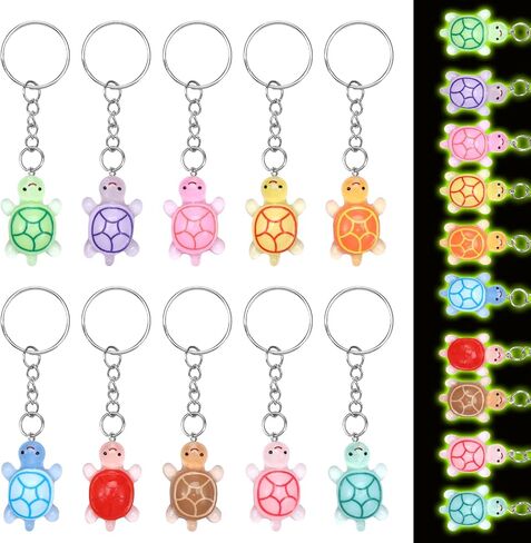Turtle Keychain Luminous, Turtle Charms, 10 PCS Kawaii Keyrings, Colorful Mini Charms, Keychain Bulk, Beach Themed Decor for Handbag, Backpack, Purse, Car Keys Accessory in Kuwait