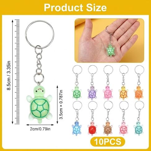 Turtle Keychain Luminous, Turtle Charms, 10 PCS Kawaii Keyrings, Colorful Mini Charms, Keychain Bulk, Beach Themed Decor for Handbag, Backpack, Purse, Car Keys Accessory in Kuwait