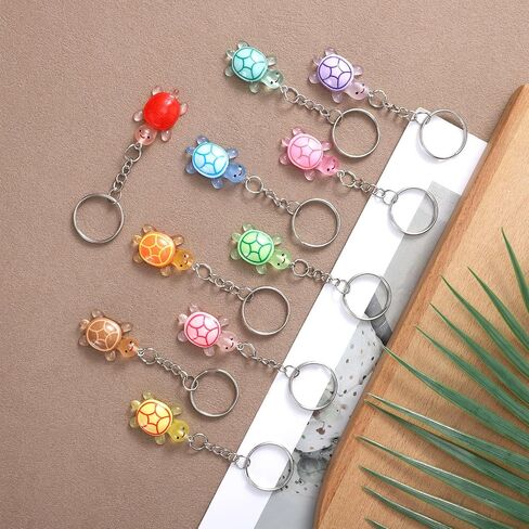 Turtle Keychain Luminous, Turtle Charms, 10 PCS Kawaii Keyrings, Colorful Mini Charms, Keychain Bulk, Beach Themed Decor for Handbag, Backpack, Purse, Car Keys Accessory in Kuwait
