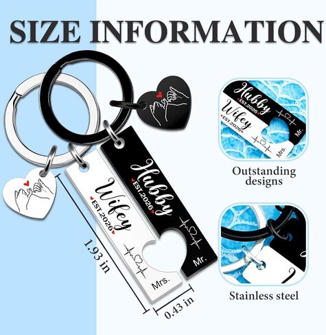 Bridal Shower Gifts Wedding Gifts for Couples 2026 Keychain Mr And Mrs Gift for Bride Groom His And Hers Newly Wed Gift for Wifey Hubby Valentine's Day Engagement Christmas Easter Presents for The Couple in Saudi Arabia